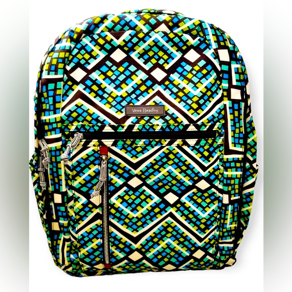 VERA BRADLEY 12176 Geometrical Patterned Backpack Book Bag- Multicolor